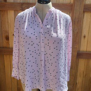 Ann Taylor light pink, Dot, Button, Popover Blouse SMALL